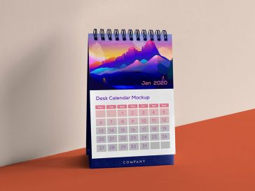 Table Desk Month Calendar Mockup PSD