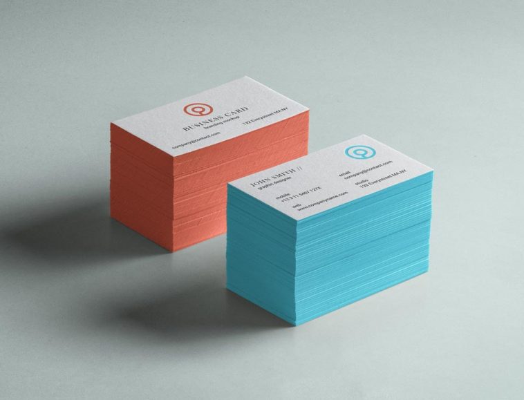 2 Stacked Business Cards Mockup PSD