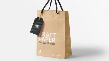 Free Kraft Paper Gift Bag Mockup PSD