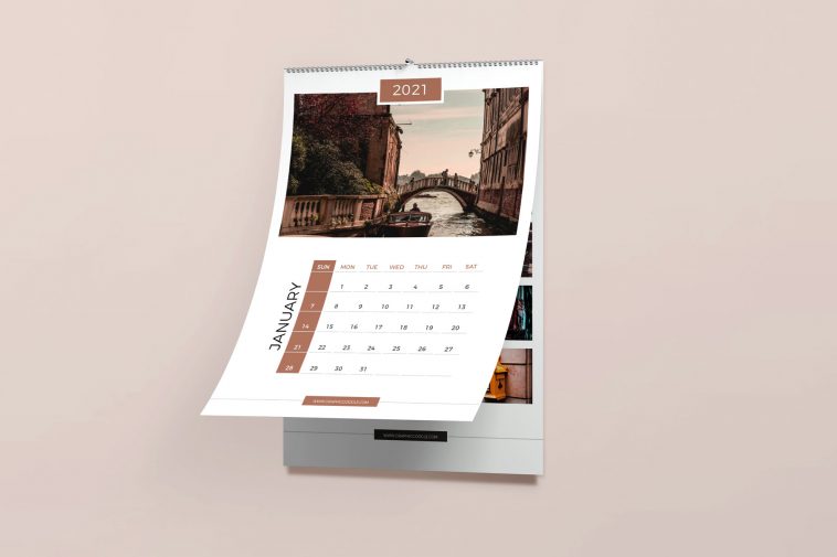 Free Wall Calendar Mockup PSD