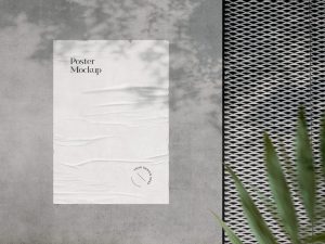 Glued Street Poster Free Mockup PSD