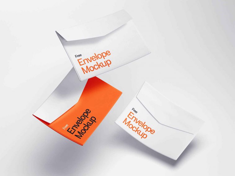 Floating Envelope Mockups PSD