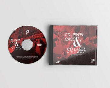 CD-DVD Jewel Case & Disc Label Mockup