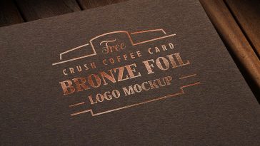 Free Bronze Foil Printed Logo Mockup PSD