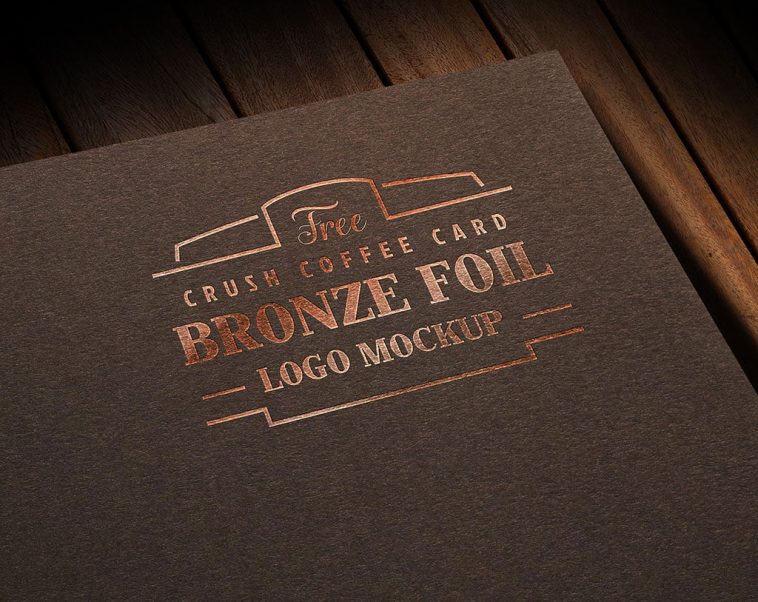 Free Bronze Foil Printed Logo Mockup PSD