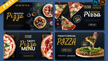 Free Pizza Social Media Banners Templates in PSD