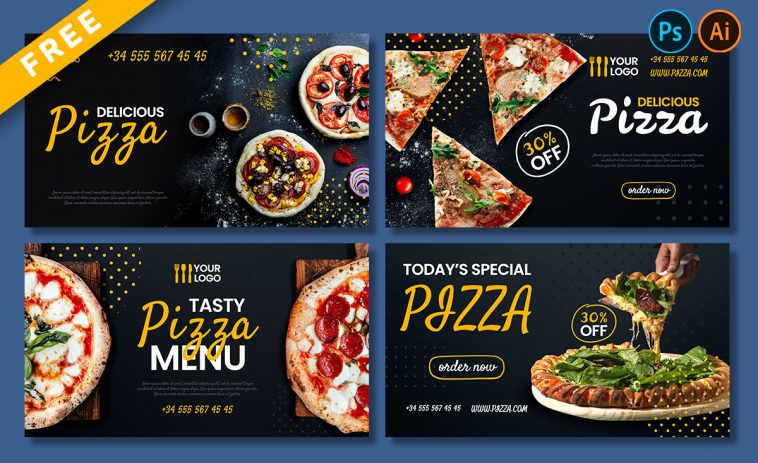 Free Pizza Social Media Banners Templates in PSD
