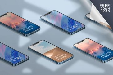 Free Isometric iPhone 12 Pro Max Mockup