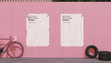 Free Glued Street Poster Mockup PSD