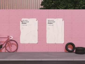 Free Glued Street Poster Mockup PSD