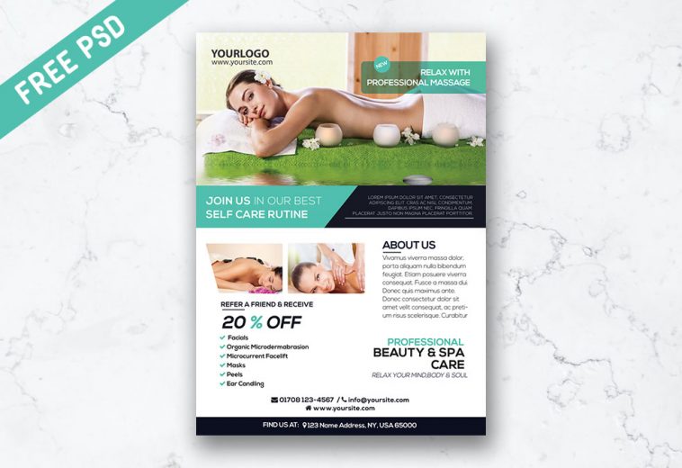 Massage and Beauty Spa Free PSD Flyer