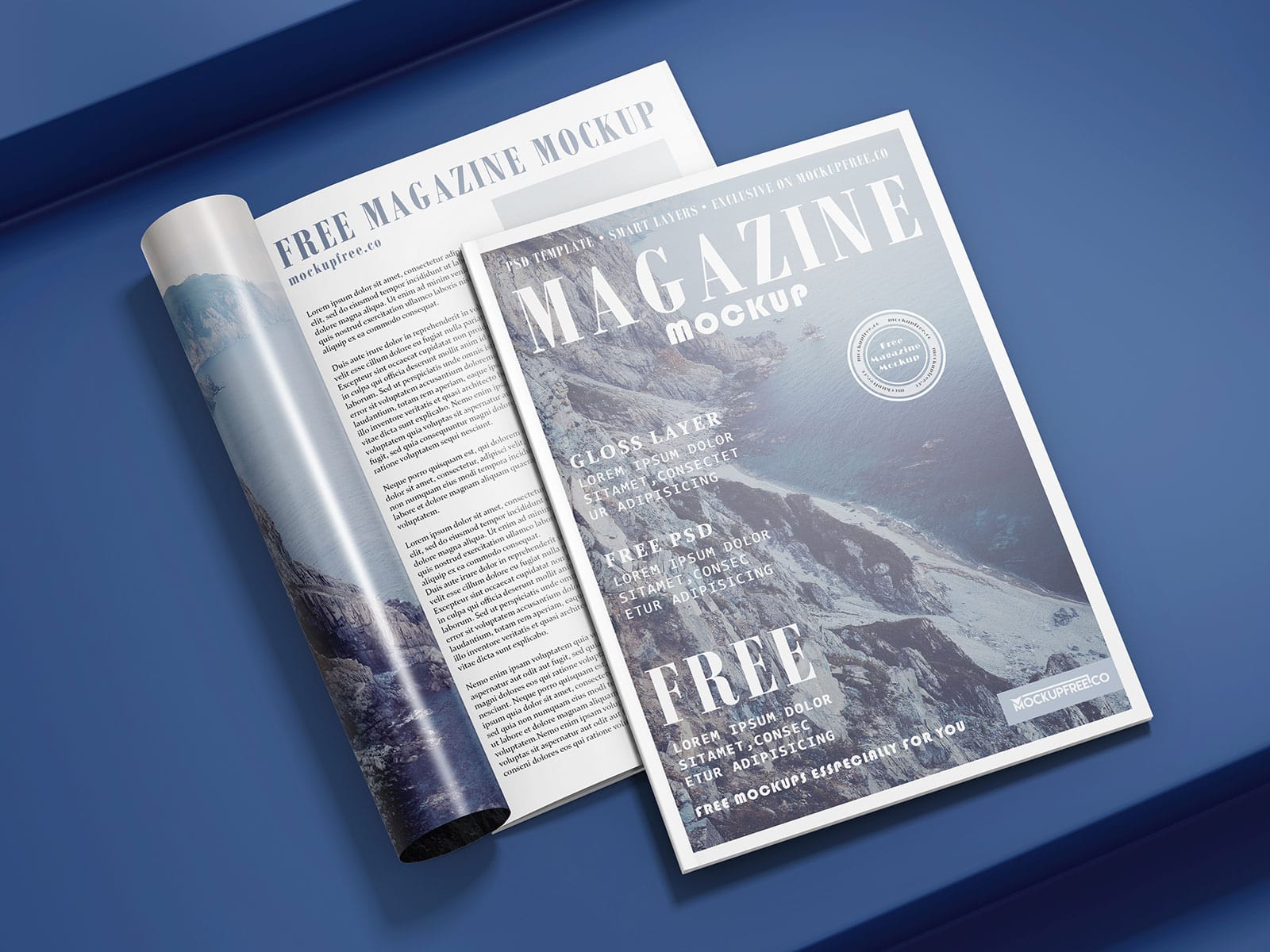 Realistic 3 Free Magazine Mockups PSD sets - PsFiles