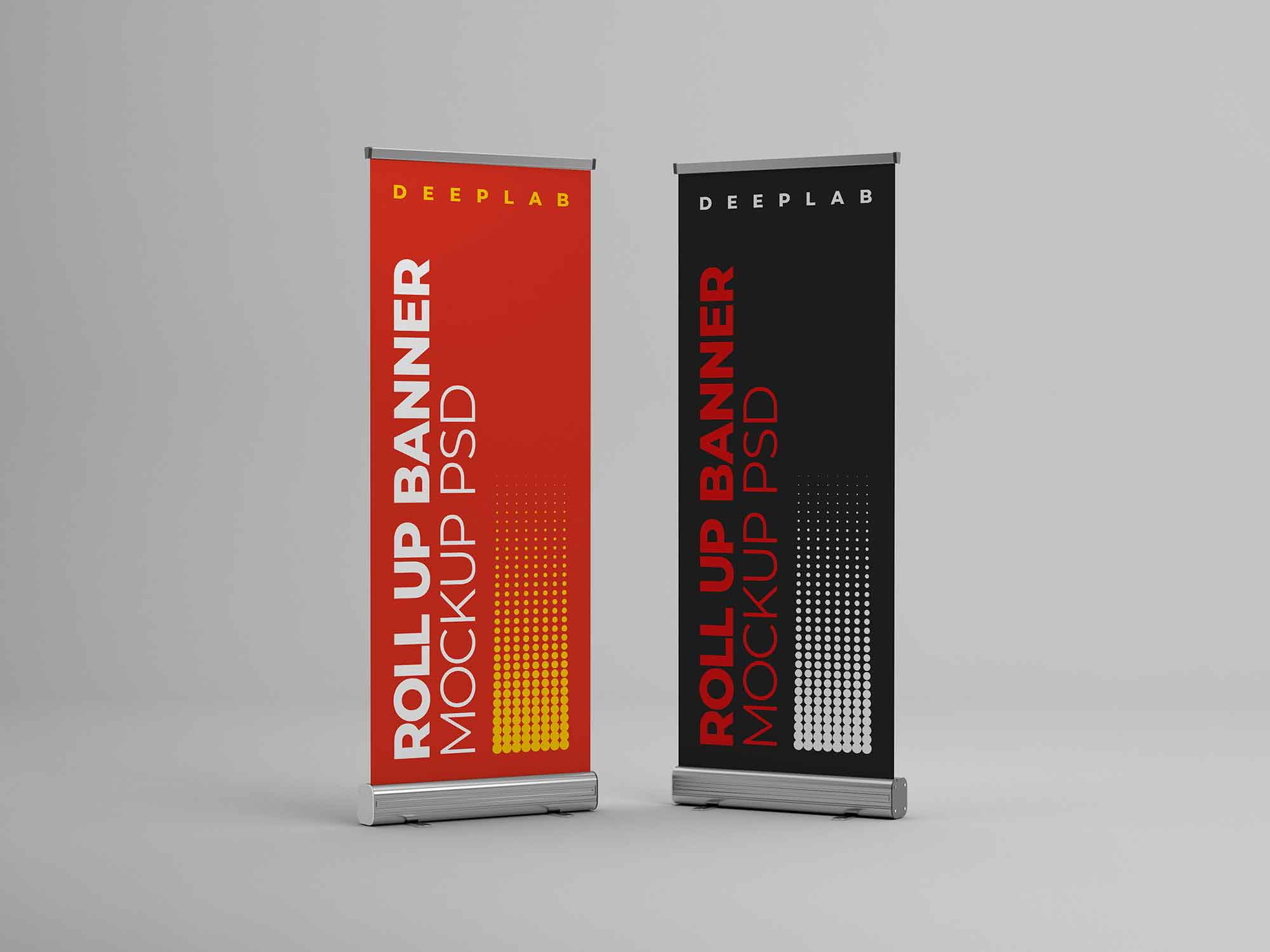 3 Roll-up Banner Mockup Set PSD