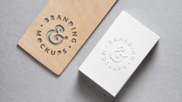 Logo Cutout Wood & Embossed Business Card MockUp PSD