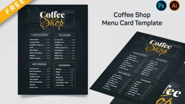 Coffee Shop Menu Card PSD Template