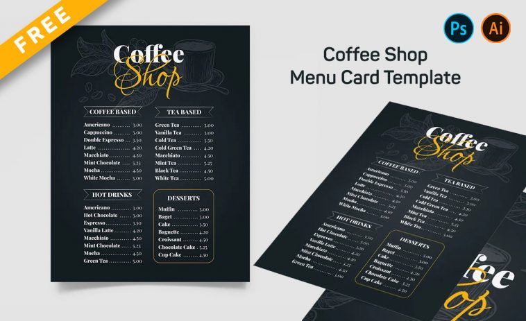 Coffee Shop Menu Card PSD Template