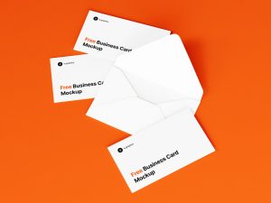 Free Business Cards with Envelope Mockups PSD