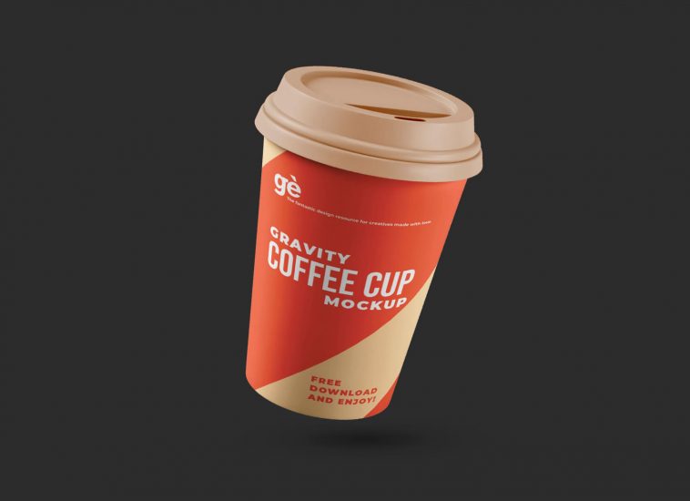 Gravity Paper Coffee Cup Mockup PSD