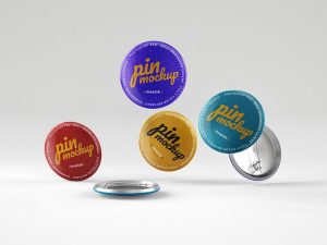 Glossy Button Pin Mockup