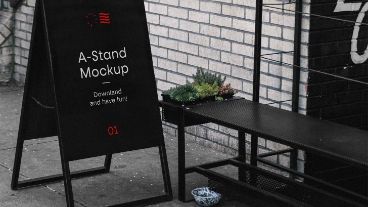 Free Outdoor Advertising Foldable A-Stand Mockup PSD - PsFiles