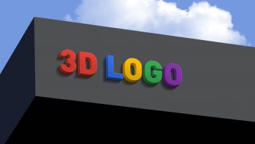 Free Office Building Facade 3D Logo Mockup PSD
