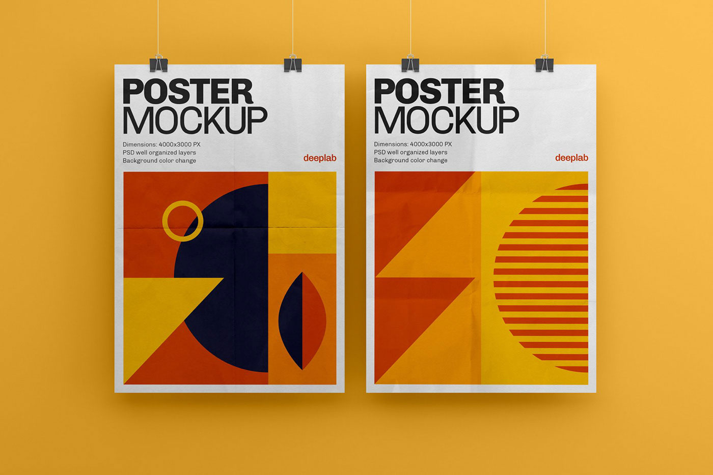 Free Hanging Vertical Poster Mockup PSD set