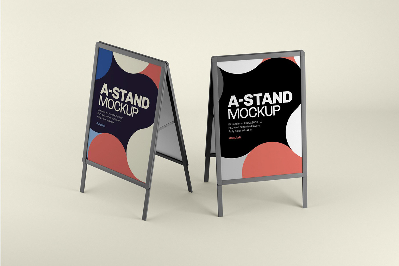Free Outdoor Advertising A-Stand Mockup PSD set
