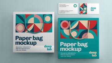 Free PSD Paper Bag and Business Card Branding Mockup