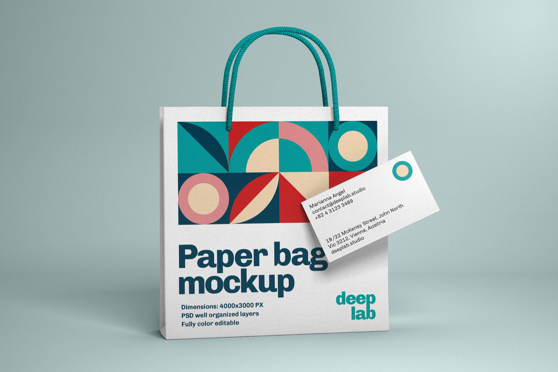 Free PSD Paper Bag and Business Card Branding Mockup