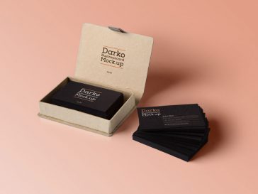 Free Realistic Stacked Business Card with Card Box Mockup