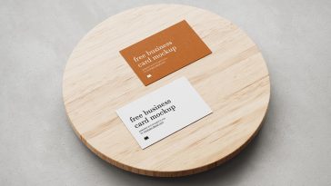 Free Textured Business Card On Wooden Board Mockup PSD set