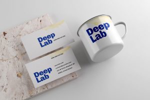 Realistic Business Card Mockup with Enamel Mug Mockup PSD set
