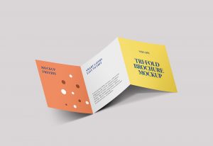 Square Trifold Brochure Mockup PSD