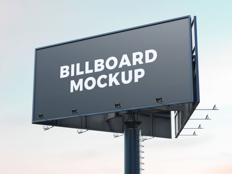 Triangular Advertising Billboard Mockup Free PSD Set