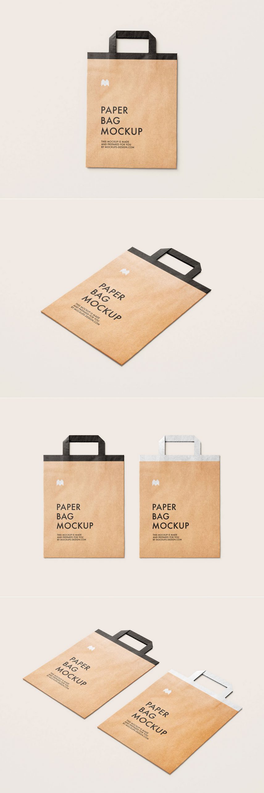 Free Flattened Paper Bag Mockups PSD set