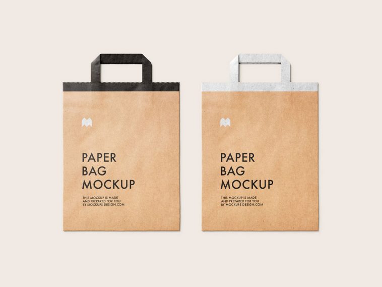 Free Flattened Paper Bag Mockups PSD set