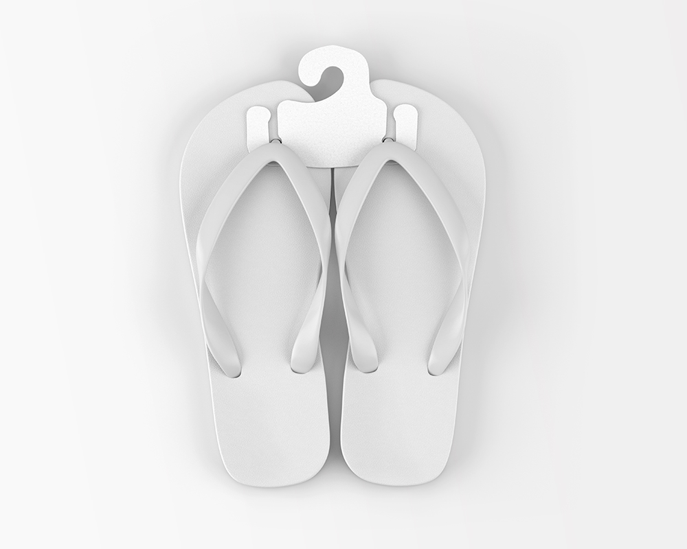 plain white flip-flops mockup