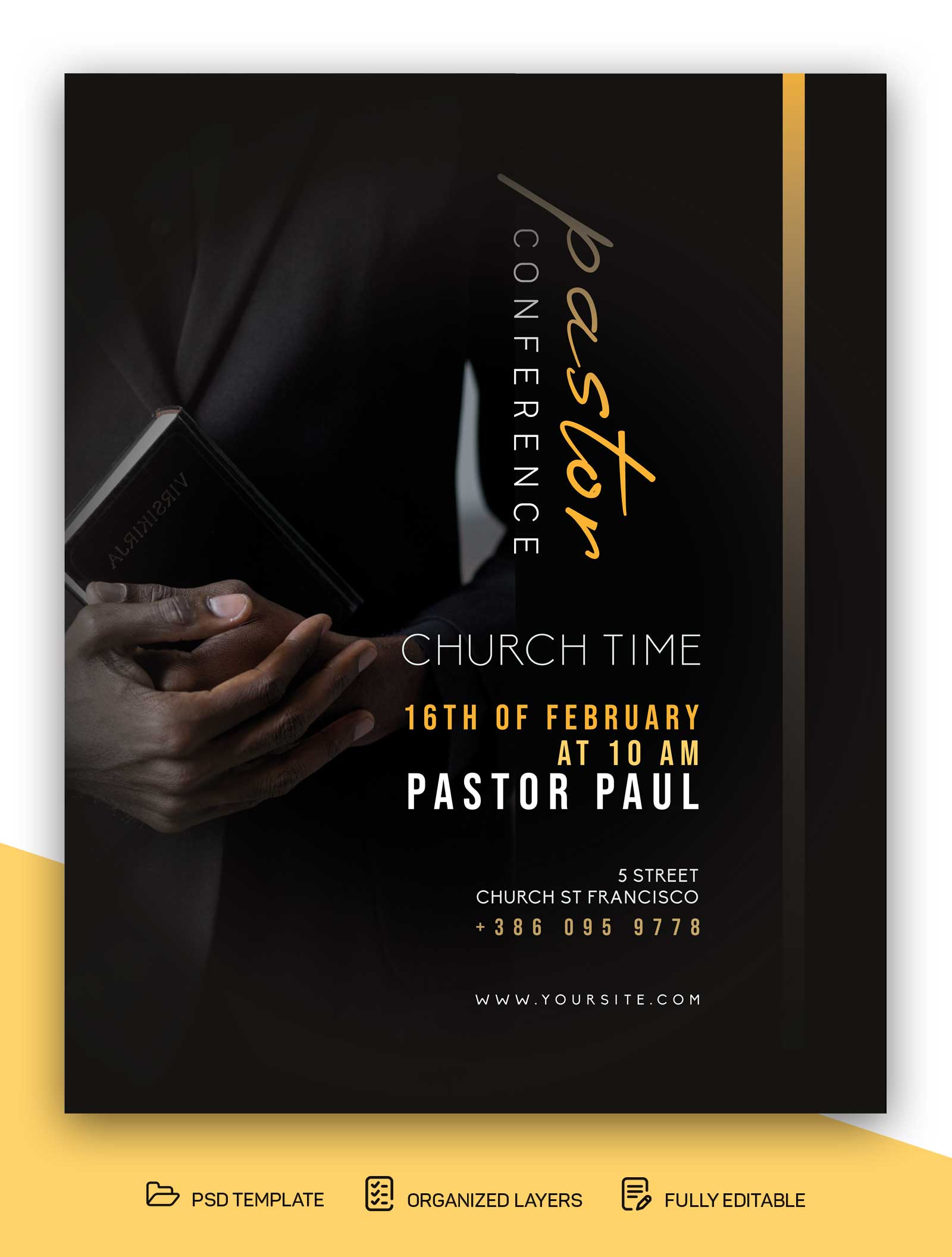 Minimal Church Pastor Workshop Flyer Free PSD