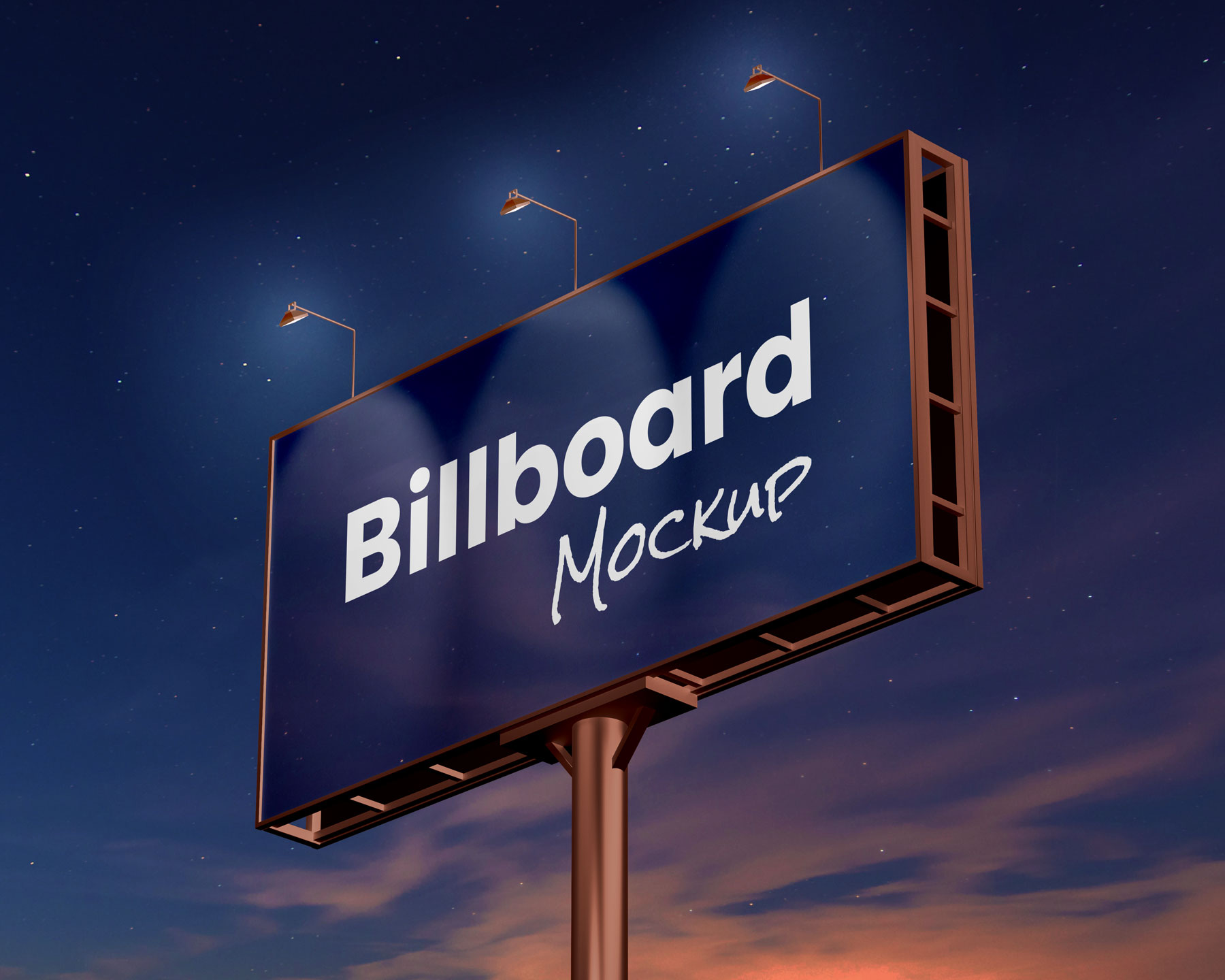 Free Night Light View Billboard Mockup PSD Set