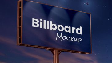 Free Night Light View Billboard Mockup PSD Set