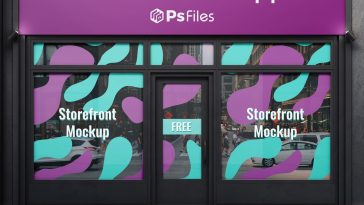 Free Storefront Sign Board and Glass Vinyl Sticker Mockup PSD