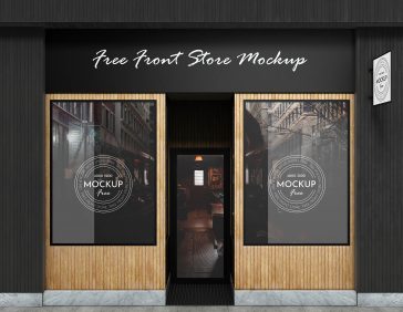Free Storefront Signage and Glass Vinyl Sticker Mockup