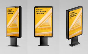 Freee Street Roadside Sign Vertical Billboard Mockup PSD set