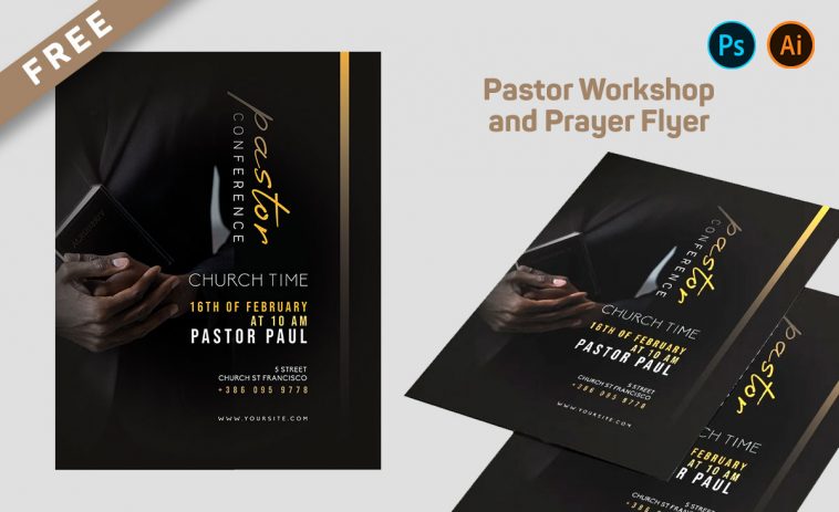 Minimal Church Pastor Workshop Flyer Free PSD