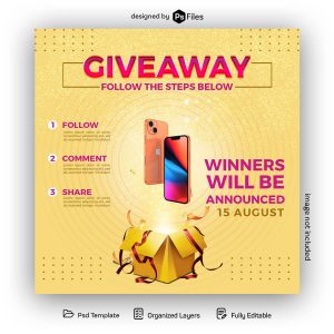 Free Giveaway Social Media Post Design PSD Template - PsFiles