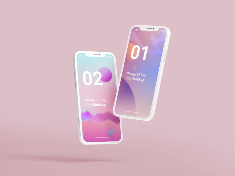 Free Apple iPhone 12 Pro Clay Mockup PSD