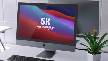 Free Retina 5K Apple iMac Pro 27 Inches Mockup PSD