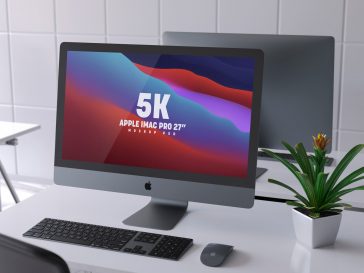 Free Retina 5K Apple iMac Pro 27 Inches Mockup PSD