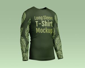 Free Men Long Sleeve T-Shirt Mockup Full PSD Set