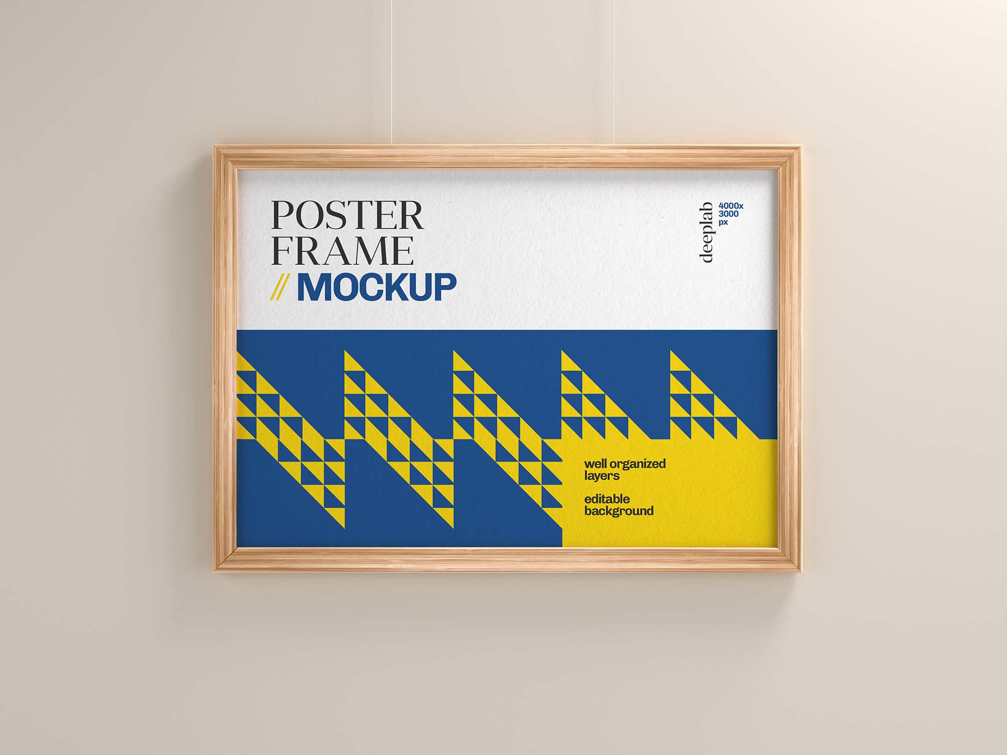 Free Realistic Wood Frame Poster Mockup PSD